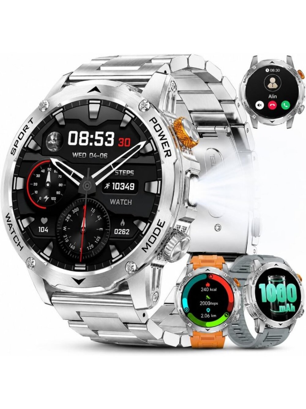 Military Smartwatch for Men - 1.75" Waterproof Fitness Tracker, Heart Rate